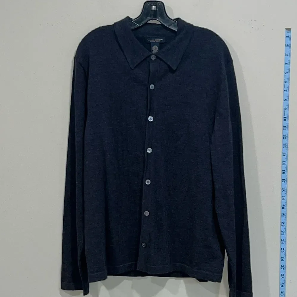 Dark Gray Button Down Merino Sweater By Banana Republic. Size Large